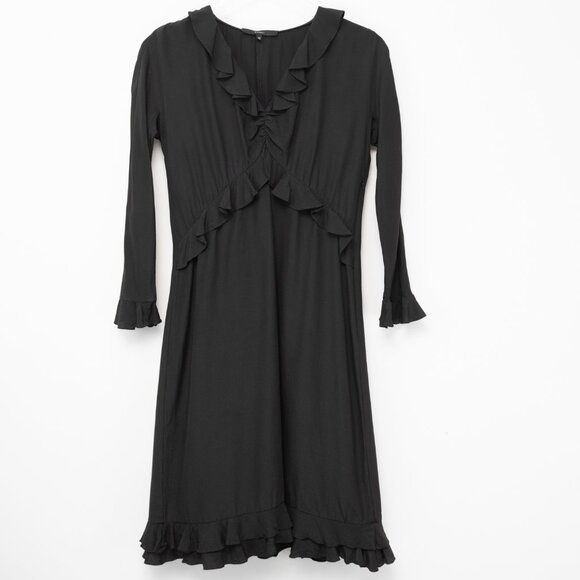 Gucci Tom Ford Spring 1999 Runway Dress Vintage Ruffle Midi Silk Black Size 40 - Picture 1 of 6
